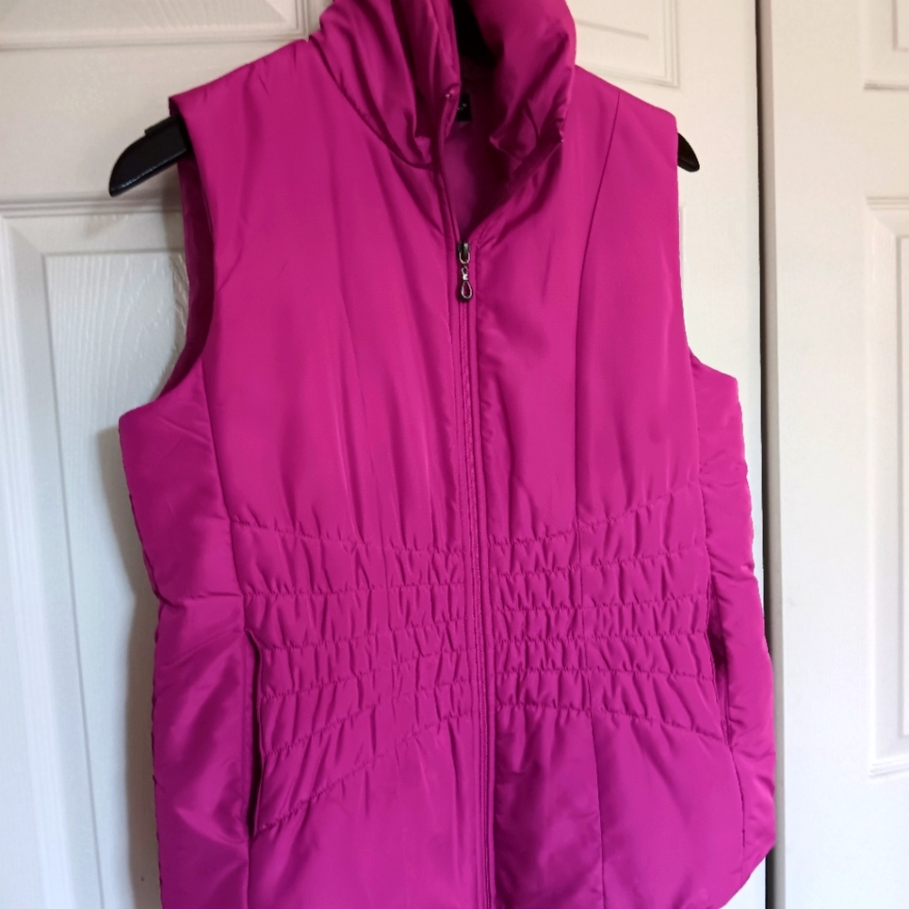 Oleg Cassini Pink Sport Women Puffer Vest Size M